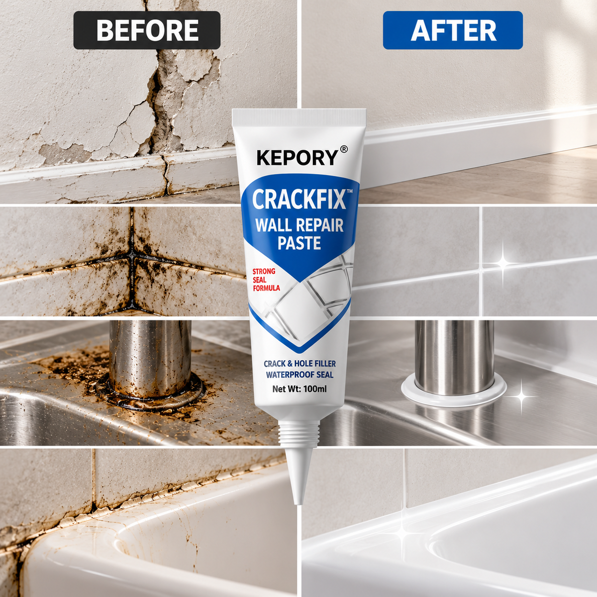 Kepory™ CrackFix — Wall Repair Paste | Crack & Hole Filler | Easy Apply | Waterproof Seal | 100ml